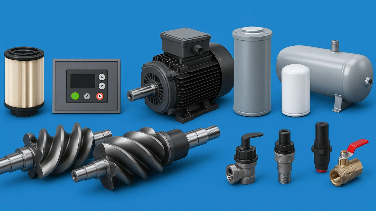 بررسی اجزای کمپرسور اسکرو و نقش آنها در بهبود عملکرد