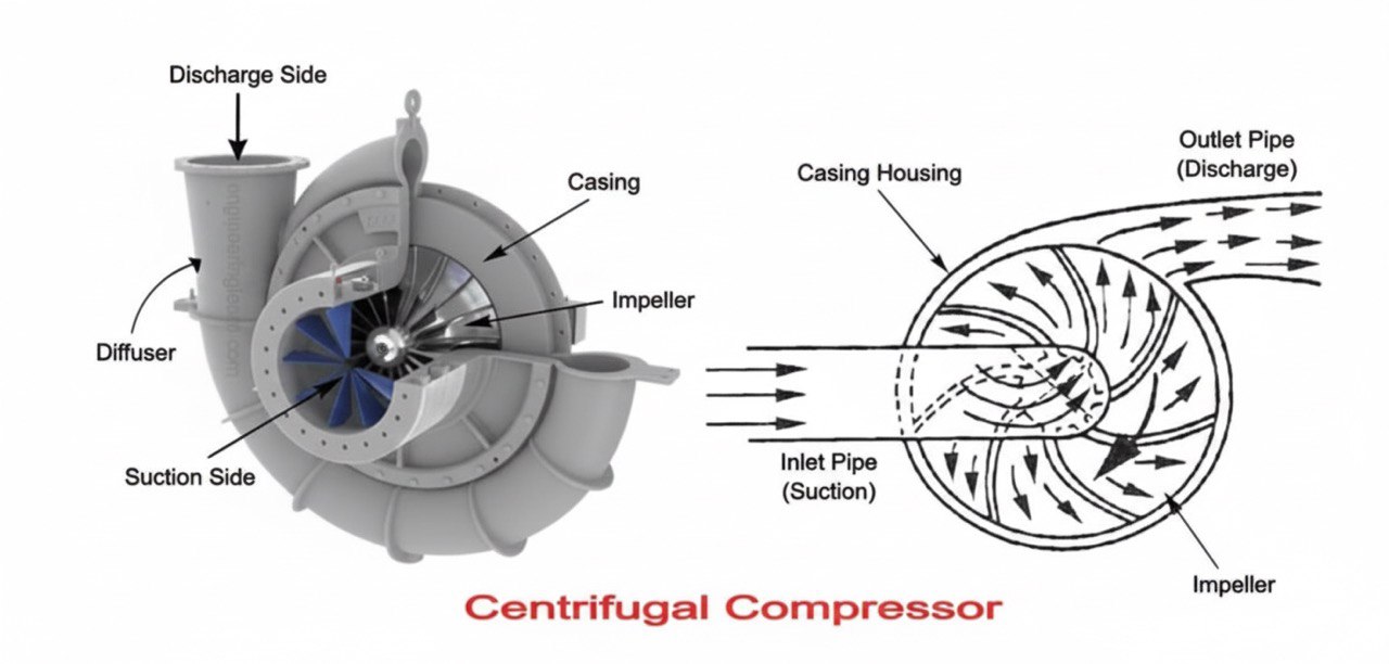 اجزای اصلی کمپرسور سانتریفیوژ